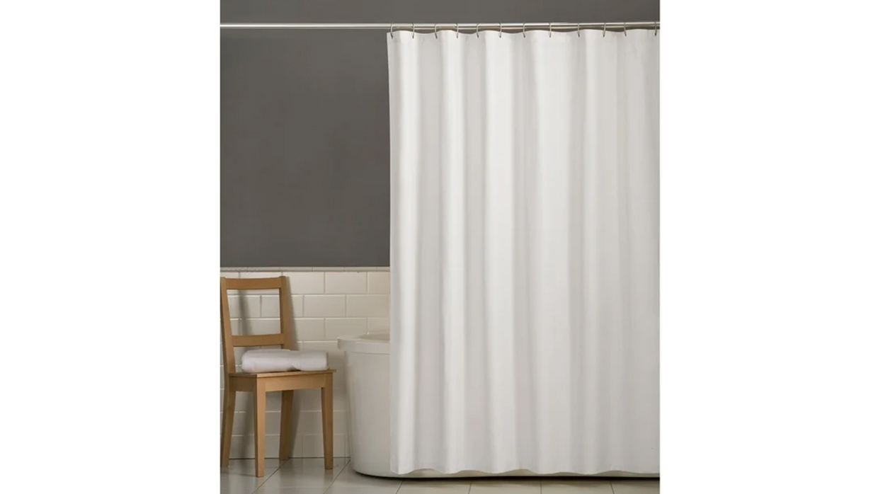 white shower curtain